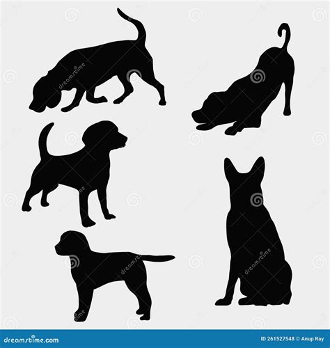 Dog Silhouette Vector Art Work Bundle Stock Vector Illustration Of