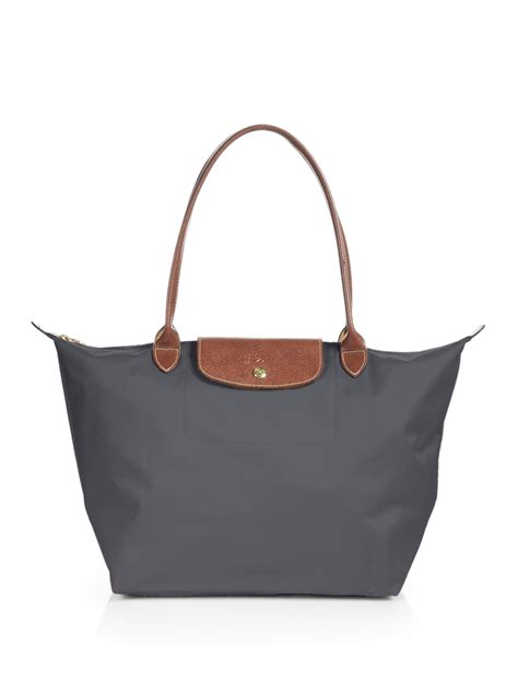 Longchamp Le Pliage Large Shoulder Tote In Gray Lyst