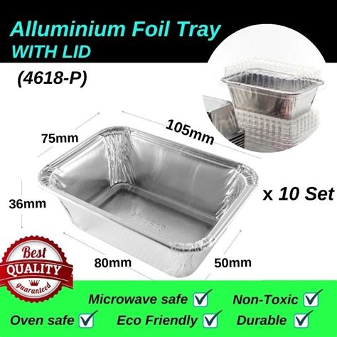 ALUMINIUM FOIL TRAY WITH LID S SIZE RECTANGLE 10PCS Code 4618 P