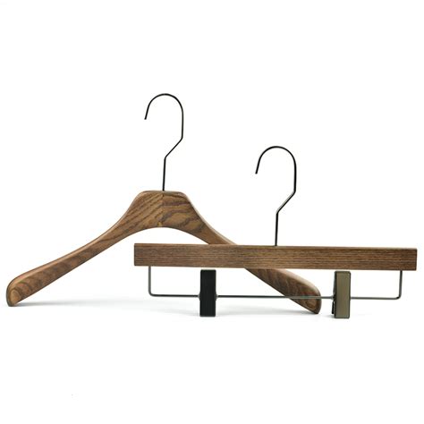 China Custom Luxury Brand Wooden Hangers Made Of Ash Wood With Metal