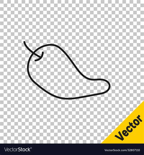 Black Line Hot Chili Pepper Pod Icon Isolated Vector Image