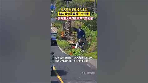 老人骑车不慎掉入水沟，路过大爷一个招手，一群陌生人从四面八方飞奔而来！china 正能量 中国 Vlog Life Video