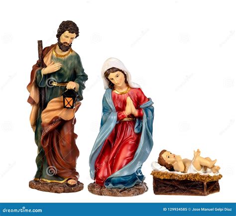 Scene Of The Nativity Mary Joseph And The Baby Jesus Stock Image