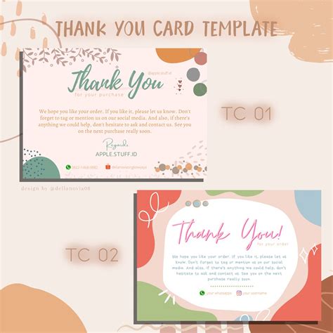 Jual THANK YOU CARD 1 SISI KARTU UCAPAN TERIMA KASIH ONLINE SHOP