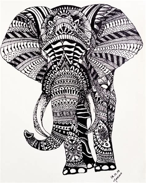 Elephant Zentangle Jayson Art Drawings Illustration Abstract