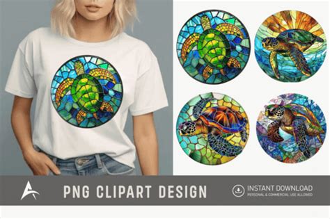 Stained Glass Swimming Sea Turtle Graphic By Allisonsuns · Creative Fabrica