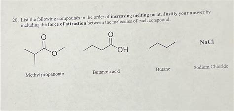 Solved List The Following Compounds In The Order Of Chegg