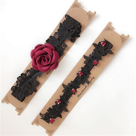 2pcs Set Wedding Garters Red Rose Lace Embroidery Floral Sexy Garters