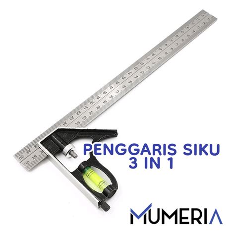 Jual Penggaris Siku Waterpass 30 CM Bangunan Stainless Steel Garisan