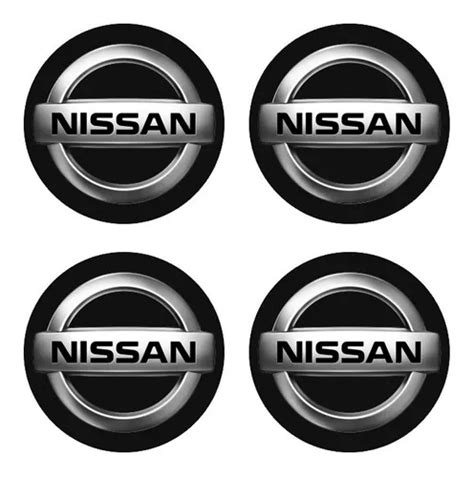 Jogo Emblema Resinado Nissan Preto Roda Calota Centro Mm