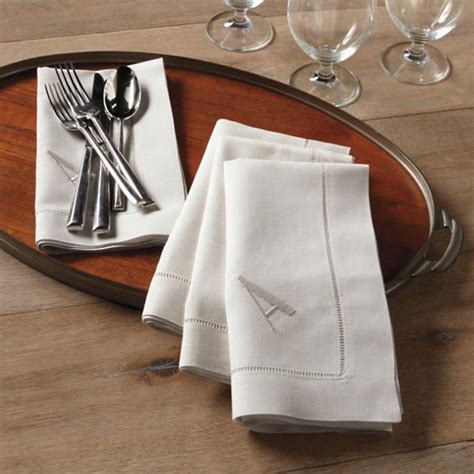 Set of Four Monogrammed Linen Napkins | Grandin Road