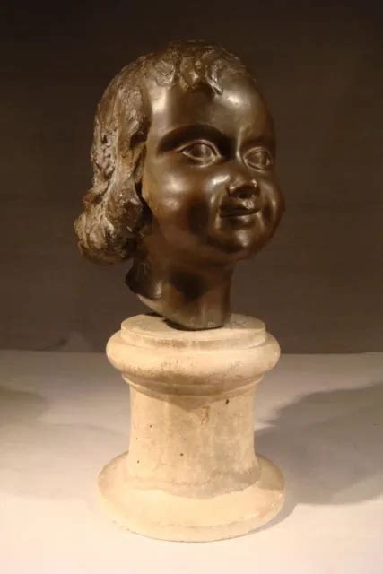 Ancien Joli Buste Sculpture En Bronze Petite Fille Enfant Epoque 1930