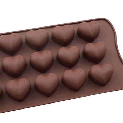 Heart Chocolate Molds - 15 cavity Heart-shape silicone baking mold ...