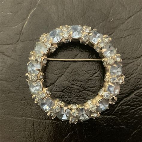 Vintage Warner 1950s Blue Wreath Brooch 1950s Warn Gem