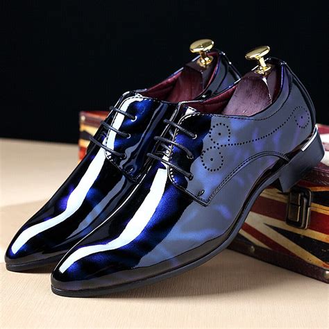 Mens Blue Patent Shoes Sale