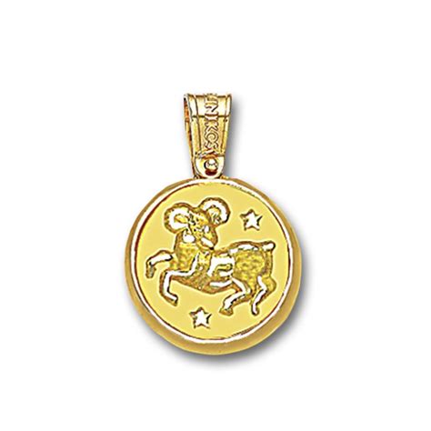 Zodiac Sign Round Charm Pendant 14k Solid Yellow Gold Culturetaste