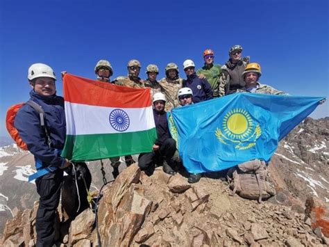 Indian, Kazakh Army personnel summit mountain peaks in Kazakhstan