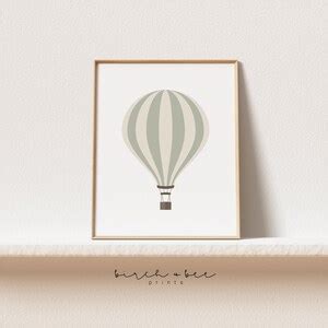 Hot Air Balloon Print Neutral Nursery Wall Art Play Room Prints Etsy