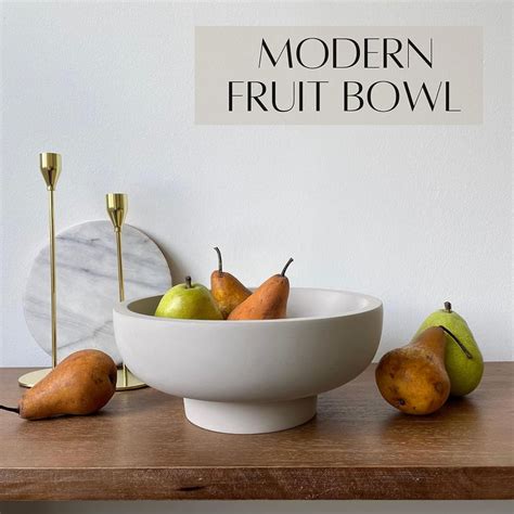 Oakoa Concrete Fruit Bowl For Kitchen Counter Large Decorative Bowl