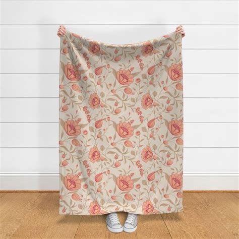 Floral Garden In Pantone S Peach Fuzz Fabric Spoonflower