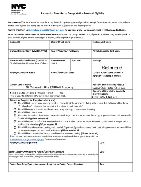 Fillable Online Request For Exception To Transportation Rules And