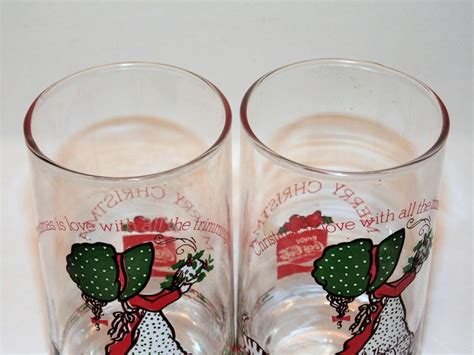 Holly Hobbie Christmas Glasses Set Of 2 Vintage Holiday Etsy