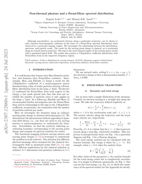 Pdf Non Thermal Photons And A Fermi Dirac Spectral Distribution