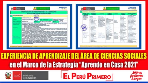 Excelente Experiencia De Aprendizaje Del Rea De Ciencias Sociales Del