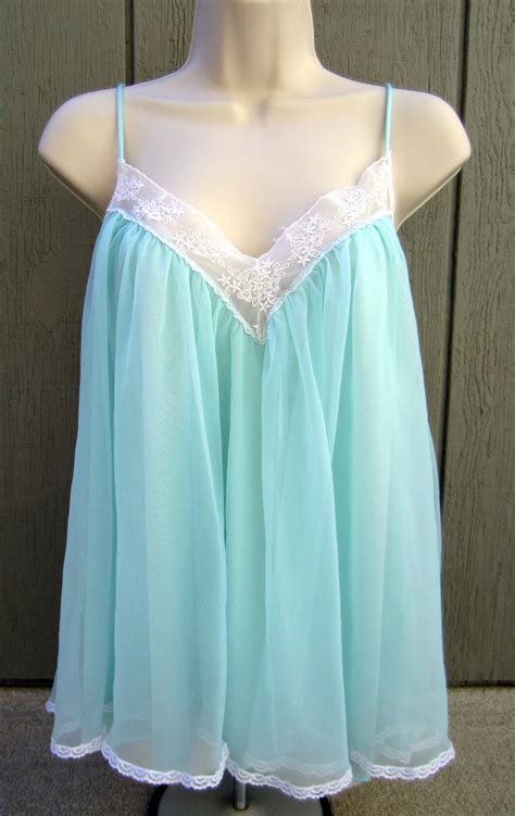 Vintage Chiffon Babydoll Nightgown Lingerie Teddy Pajamas