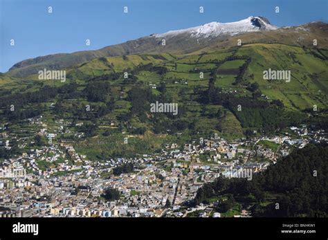 Ecuador Quito City Andes Mountains Overlook Houses Landscape Stock