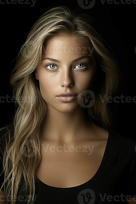 A Beautiful Blonde Woman With Blue Eyes Generative Ai 32099458 Stock