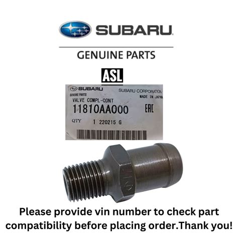 Genuine Subaru PCV Valve 11810AA000 EJ Engine Forester Impreza WRX STI