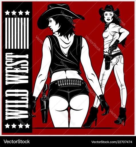 Sexy Cowgirls With Revolver Royalty Free Vector Image