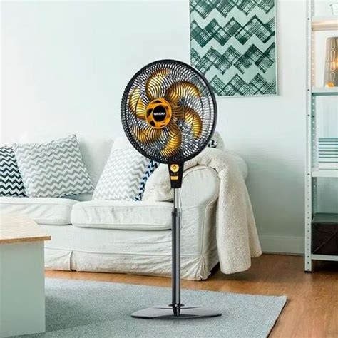 Ventilador De Coluna Air Timer Ts Preto Dourado 40cm 220V Mallory