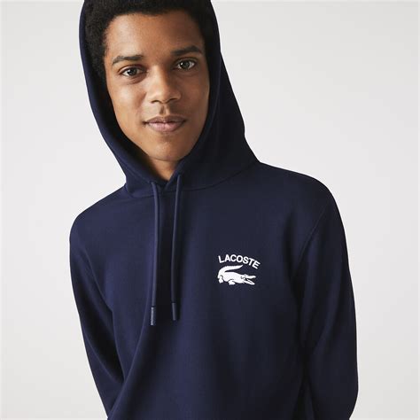 Mens Lacoste Classic Fit Solid Hooded Sweatshirt Navy Blue Lacoste