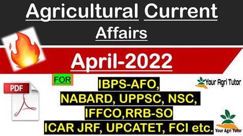 Agriculture Current Affairs April 2022 For Ibps Afo Nabard Rrb Fci