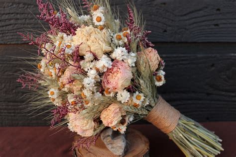 Rustic Farmhouse Medium Wedding Bouquet by SmokyMtnWoodcrafts