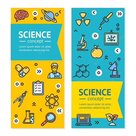 Premium Vector Science Research Vertical Banner Posters Card Set Vector