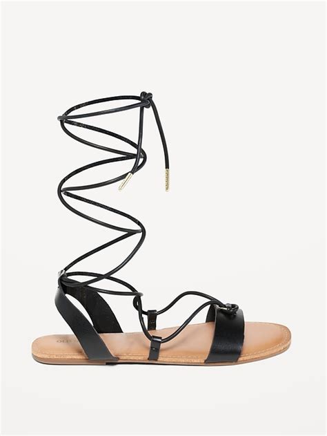 Faux Leather Lace Up Gladiator Sandals Old Navy