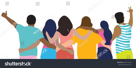 Diverse Friend Group People Hugging Together Stock Vector Royalty Free