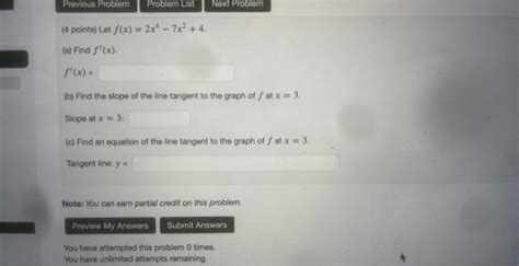 Solved 4 Points Let F X 2x4−7x2 4 A Find F′ X F′ X