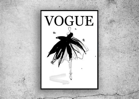 Black And White Vogue Illustration Fashion Design Monochrome Wall Print Wall Art Home Decor Wall