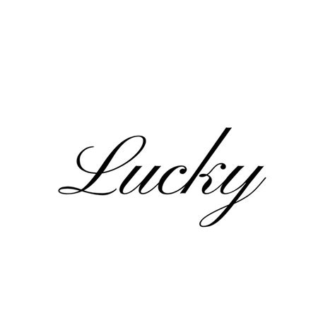 The Word Lucky Written In Cursive Writing On A White Background With