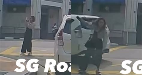 Serves Her Right Woman Bumped By Turning Car While Taking Photo On