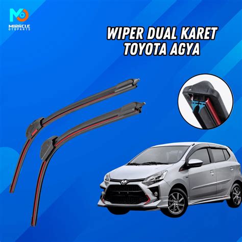 Jual Wiper Mobil Dual Karet Toyota Agya Frameless Double Karet Tanpa