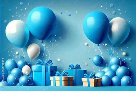 Blue Birthday Decor With Balloons An Presents Ideal For Celebration