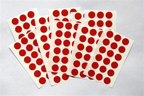 175 Red Round Stickers Sticky Coloured Self Adhesive Dots For Colour