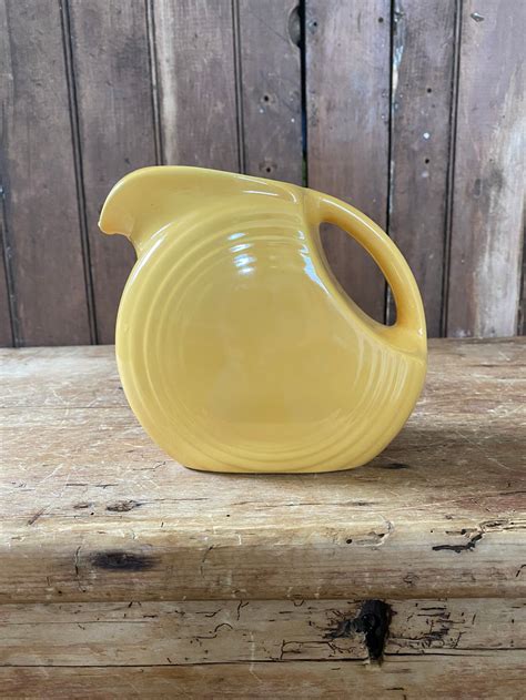 Fiesta Ware Disc Pitcher Vintage Yellow Pitcher Etsy