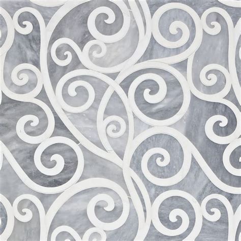 Curvalicious Allure Light Snow White Polished Marble Waterjet Decos 12