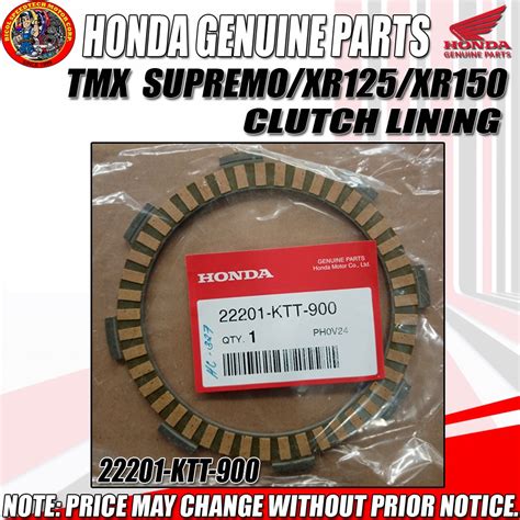 TMX SUPREMO XR125 XR150 CLUTCH LINING GENUINE 22201 KTT 900 Shopee